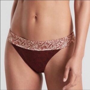 Athleta Aqualuxe Batik Mid Rise Bikini Bottoms Size Small Women